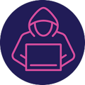 Icon of the outline of a nefarious hooded coder.